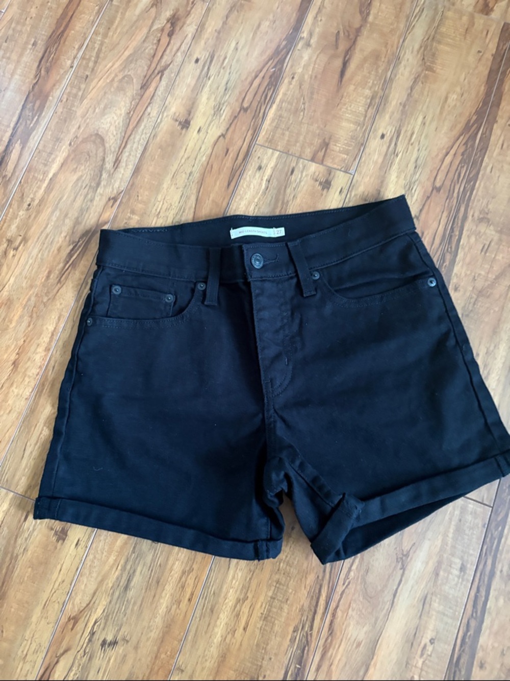 Levi's Black Denim Cuffed Women's Shorts